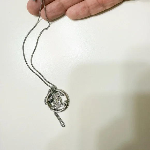 Stamped Upcylced Chanel Zipper Pull Pendent Necklace - Picture 3 of 3